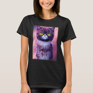 Cat face graphic  animal pet  grumpy kitten print  T-Shirt