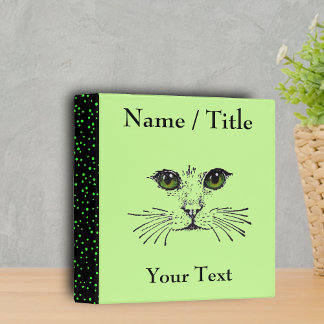 Cat Face Green Eyes Whiskers Binder