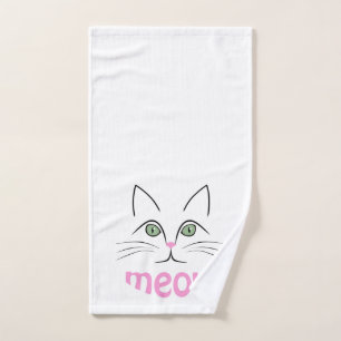Cat face hand towel