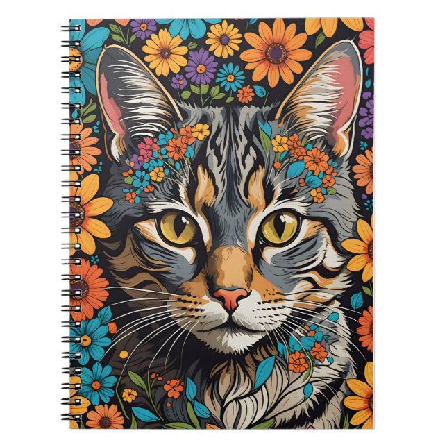 Cat face in flowers notebook (Front)