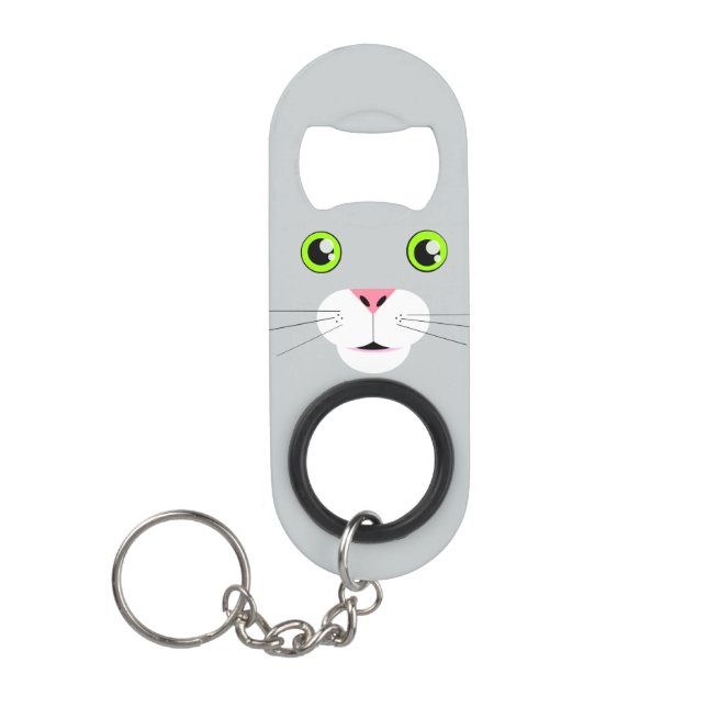 Cat Face Keychain Bottle Opener (Front)