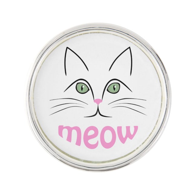 Cat face lapel pin (Front)