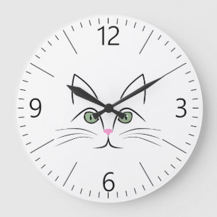Cat Face Large Clock