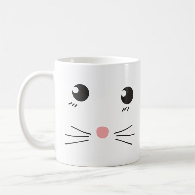 Cat face line drawing coffee mug (Left)