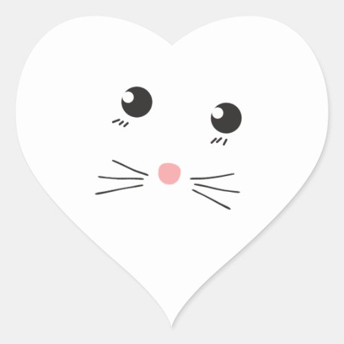 Cat face line drawing heart sticker