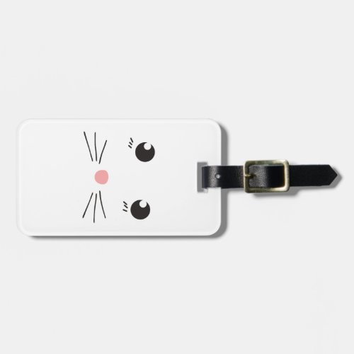 Cat face line drawing luggage tag