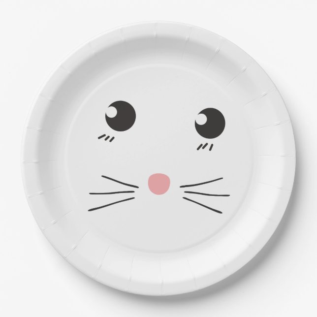 Cat face line drawing paper plates (Front)