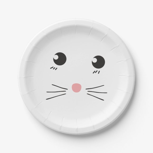 Cat face line drawing paper plates (Front)