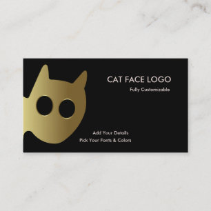 Cat Face Logo - Gold Cat Business Card