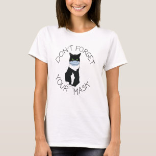 Cat face mask social distancing keep safe T-Shirt