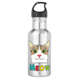 Cat Face Meow Stainless Steel Water Bottle