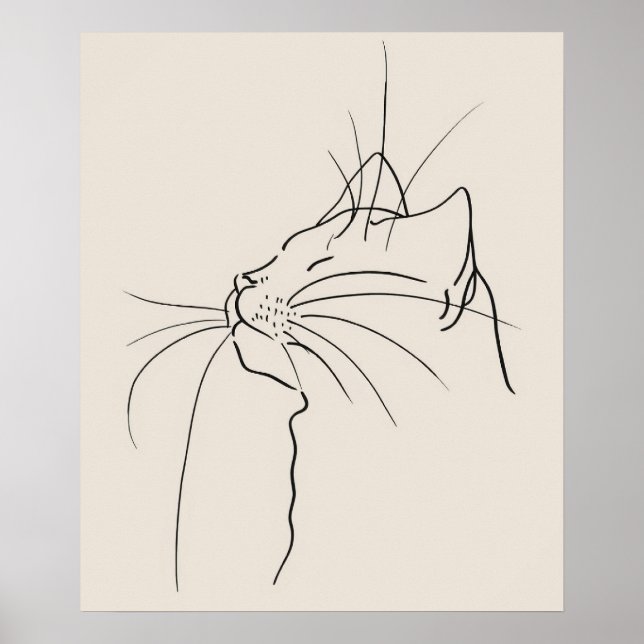 Cat face minimalist modern line art poster (Front)