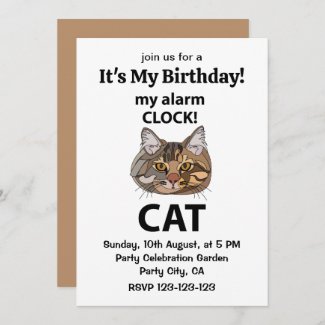Cat Face My Alarm Clock Tabby Cat Birthday