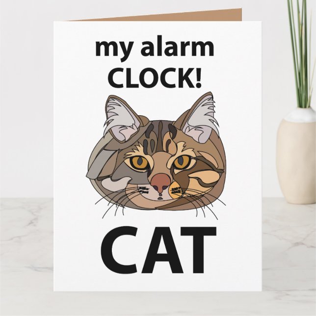 Cat Face My Alarm Clock Tabby Cat Card (Front)