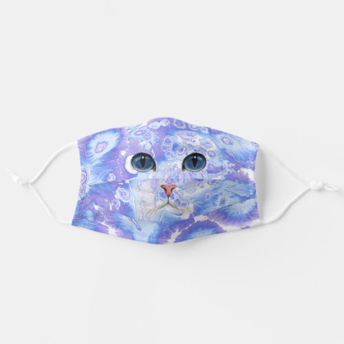 cat face on abstract adult cloth face mask