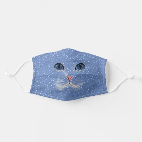 cat face on pin dots adult cloth face mask