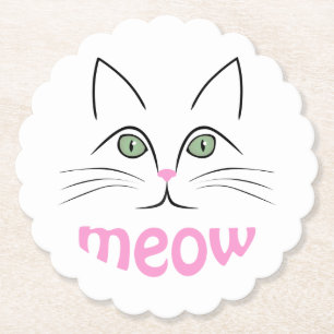Cat face paper coaster