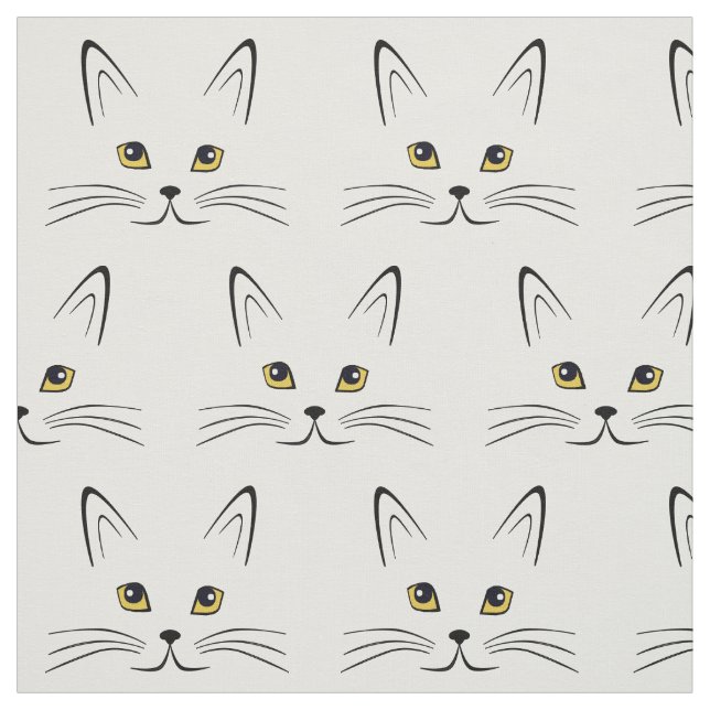 Cat Face Pattern Fabric (Swatch)