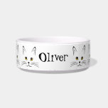 Cat Face Personalize It Bowl<br><div class="desc">This cute cat bowl features several cat faces with gold colored eyes. Easily Personalize this cute bowl with your pet's name.</div>