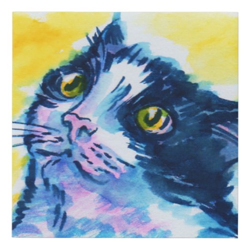 Cat Face Pet Feline Kitten Portrait Faux Canvas Print