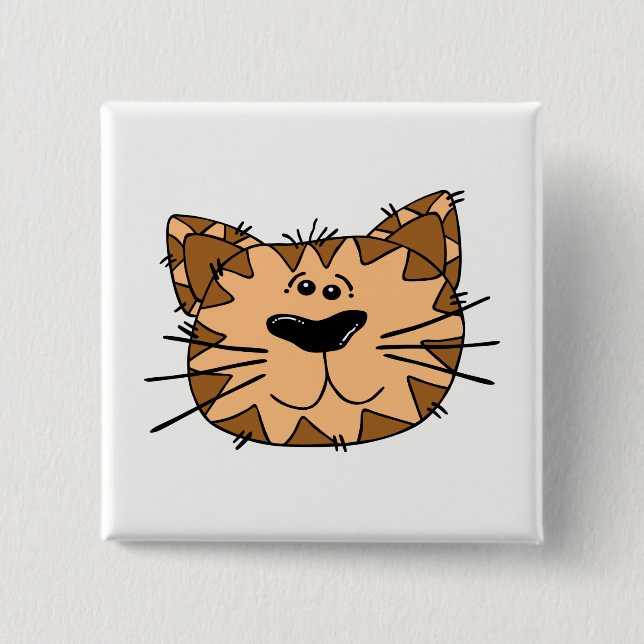 Cat Face Pinback Button (Front)