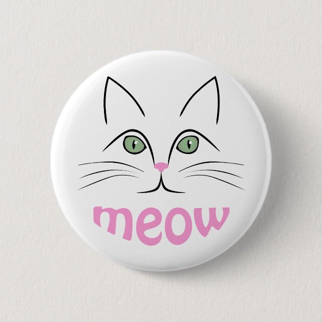 Cat face pinback button (Front)