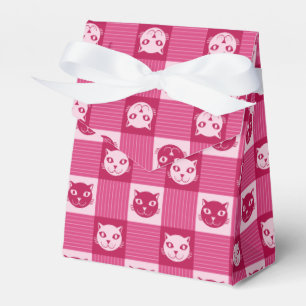Cat Face Pink Gingham Pattern Cute Favor Boxes
