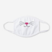 Cat face pink nose black whiskers fun animal white cotton face mask (Front)