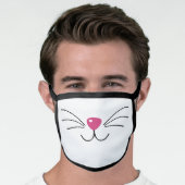 Cat face pink nose black whiskers fun animal White Mask (Worn Him)