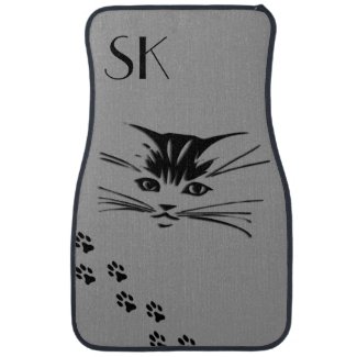 Cat Face Prints Monogram Gray Car Floor Mats Car Mat