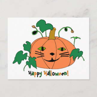 Cat Face Pumpkin Happy Halloween Postcards