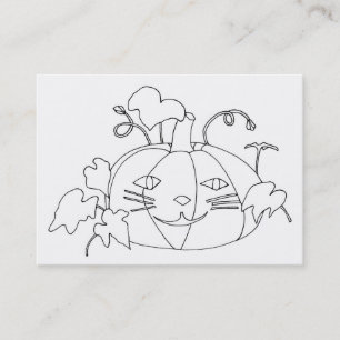 Cat Face Pumpking Drawing Coloring Business Cards