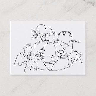 Cat Face Pumpking Drawing Coloring Business Cards