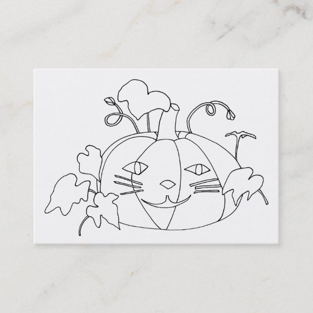 Cat Face Pumpking Drawing Coloring Business Cards (Front)