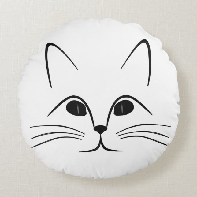 CAT FACE ROUND PILLOW (Front)