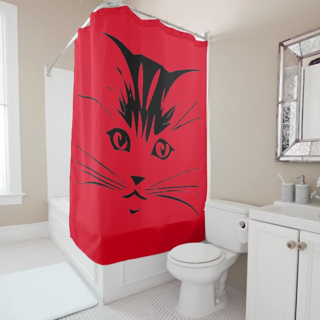 Cat face shower curtain (In Situ)