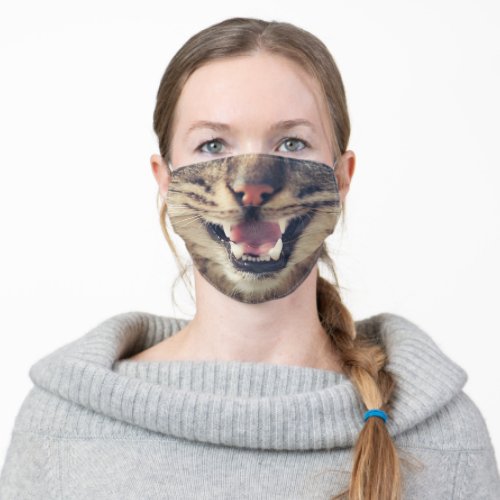 Cat Face Silly Dramatic Funny Halloween Adult Cloth Face Mask