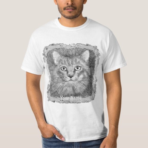 Cat Face Sketch custom name T_Shirt