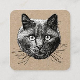 Cat Face Square Business Card