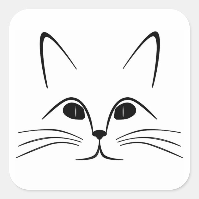 CAT FACE SQUARE STICKER (Front)