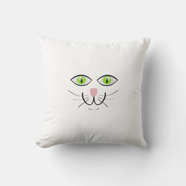 Cat Face Throw Pillow (Front)