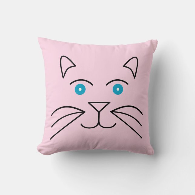 Cat face throw pillow (Front)