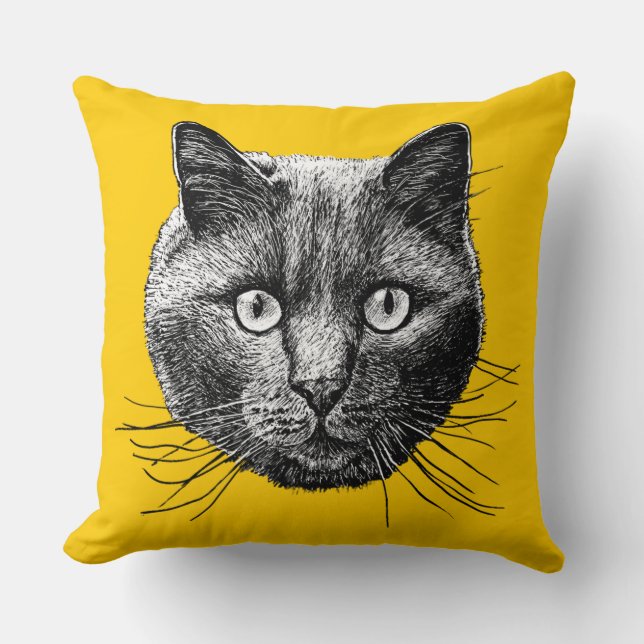 Cat Face Throw Pillow (Front)