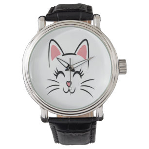 Cat Face Whiskers Print Love Halloween Watch