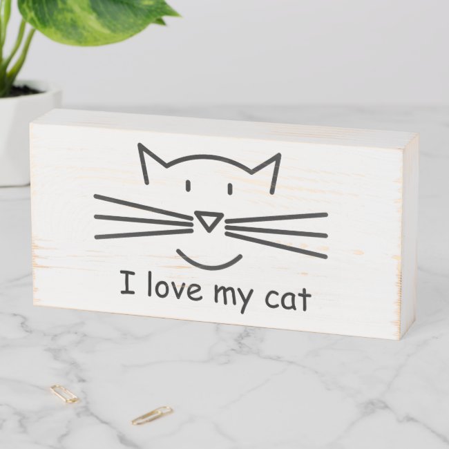 Cat Face Whiskers Wood Box Sign