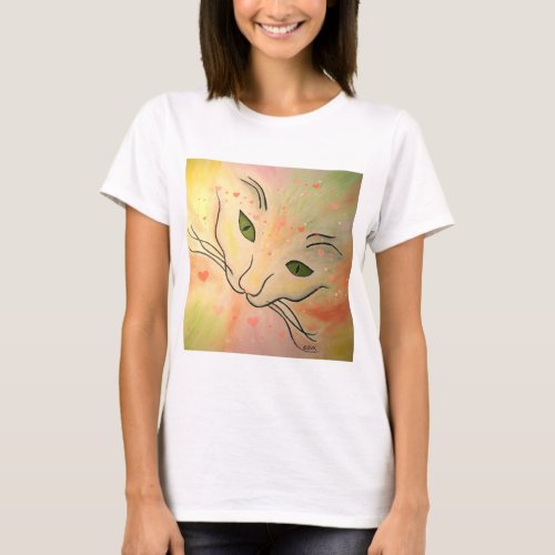 Cat Face With Hearts Valentines Day Gift  T_Shirt