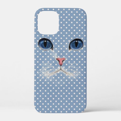 cat face with on polka dots iPhone 12 mini case