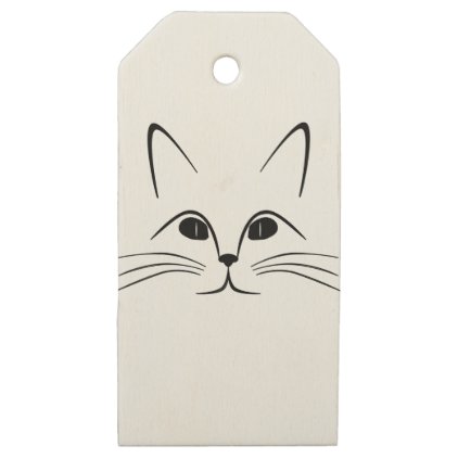 Cat Face Wooden Gift Tags