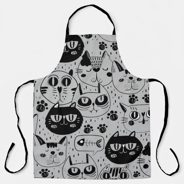 Cat Faces All-Over Print Apron (Front)
