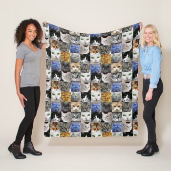 Cat Faces Collage Blanket by DustyFarmPaper at Zazzle